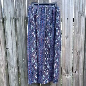 Xhilaration Blue Paisley Print Maxi Skirt